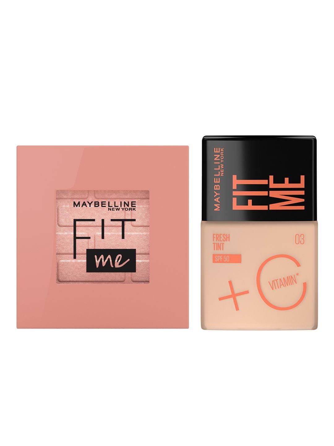 maybelline new york fit me set of fresh tint foundation - shade 3 + blush - hopeful 20