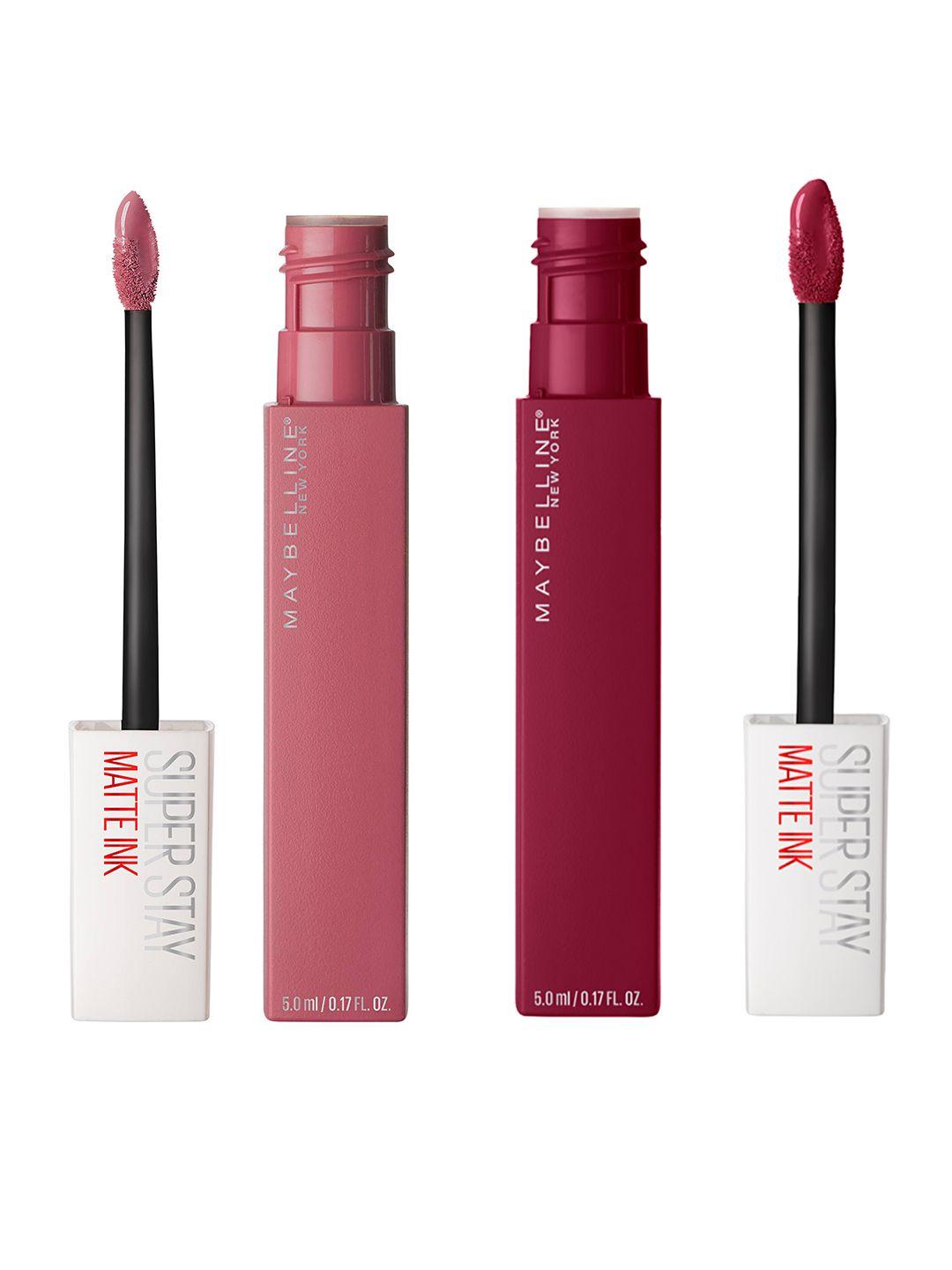 maybelline new york set of 2 super stay matte ink lipsticks- lover 15 & founder 115