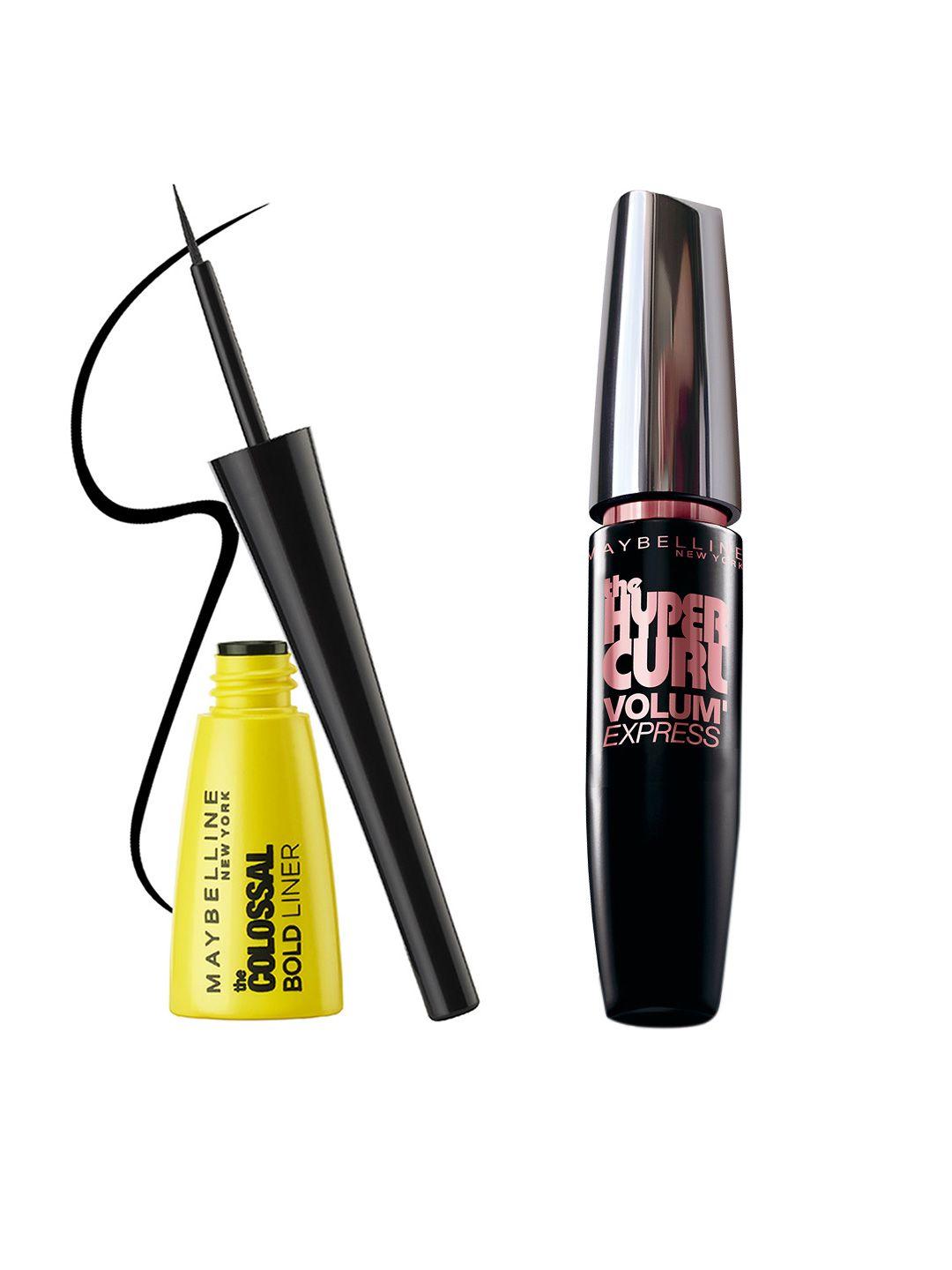 maybelline new york set of colossal black bold liner & hypercurl washable black mascara