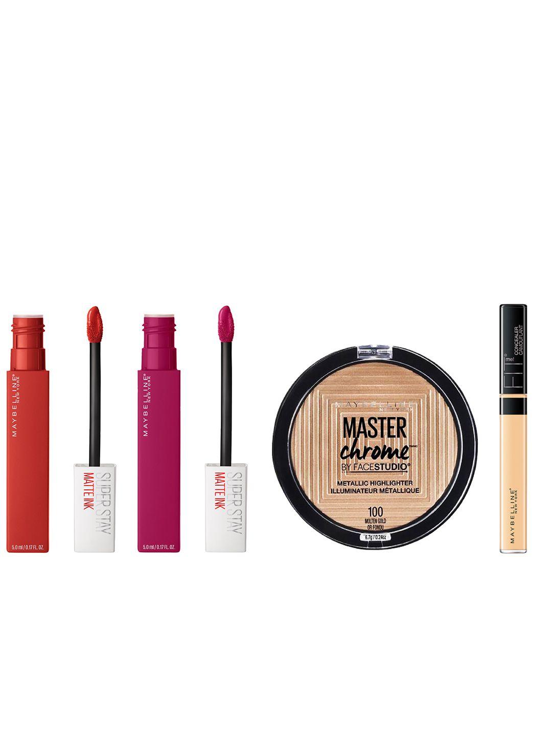 maybelline new york set of concealer- highlighter- matte ink liquid lipstick