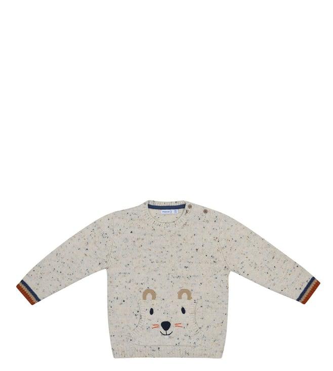 mayoral kids cream embroidered regular fit sweater