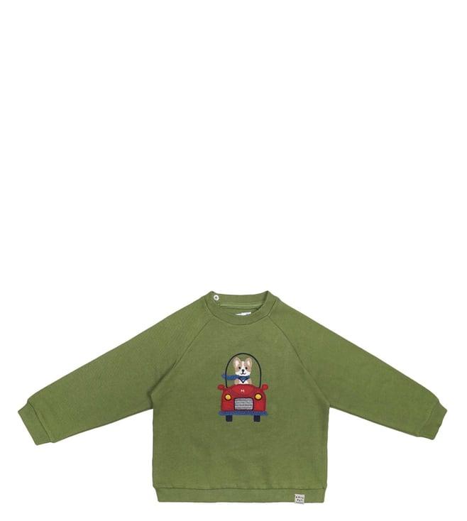 mayoral kids green applique regular fit sweatshirt