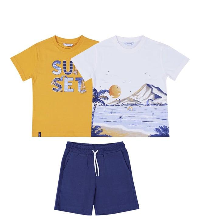 mayoral kids multicolor printed regular fit t-shirts & shorts set