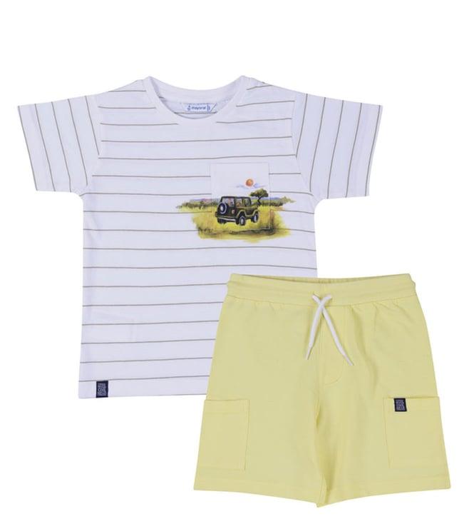 mayoral kids multicolor striped regular fit t-shirts & shorts set
