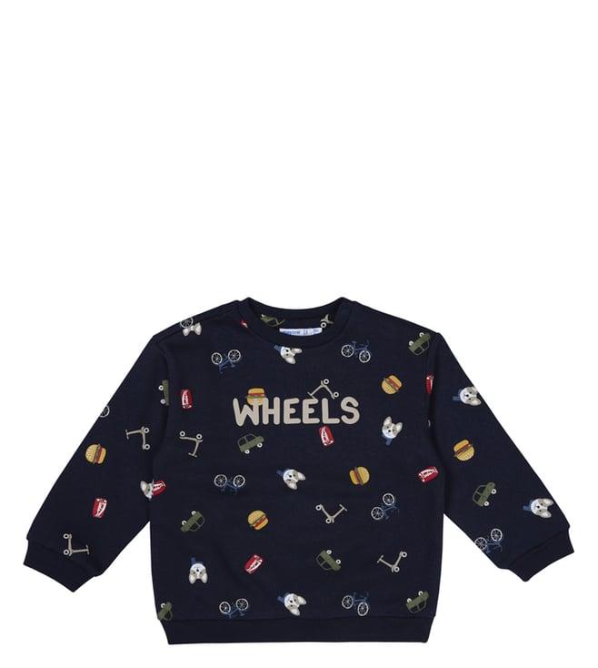 mayoral kids navy wheel print regular fit sweatshirt