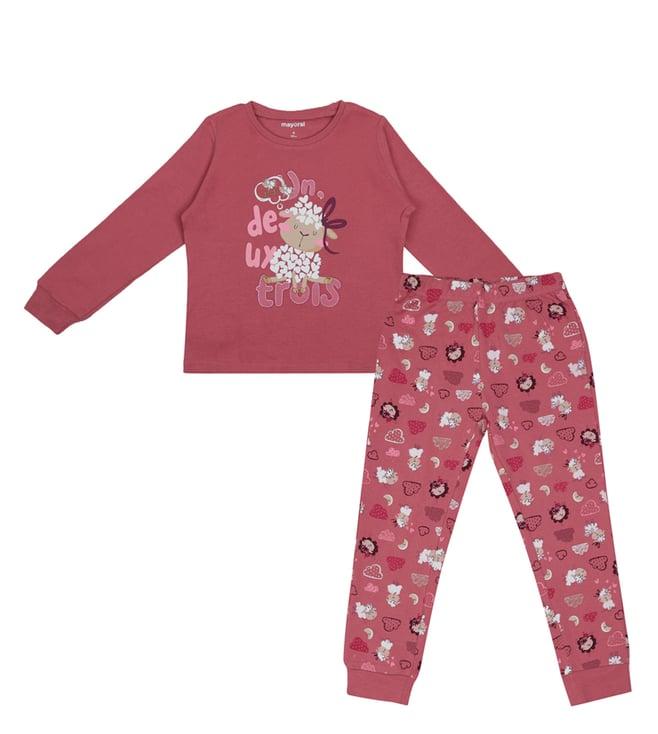 mayoral kids pink girl print regular fit sleepsuit