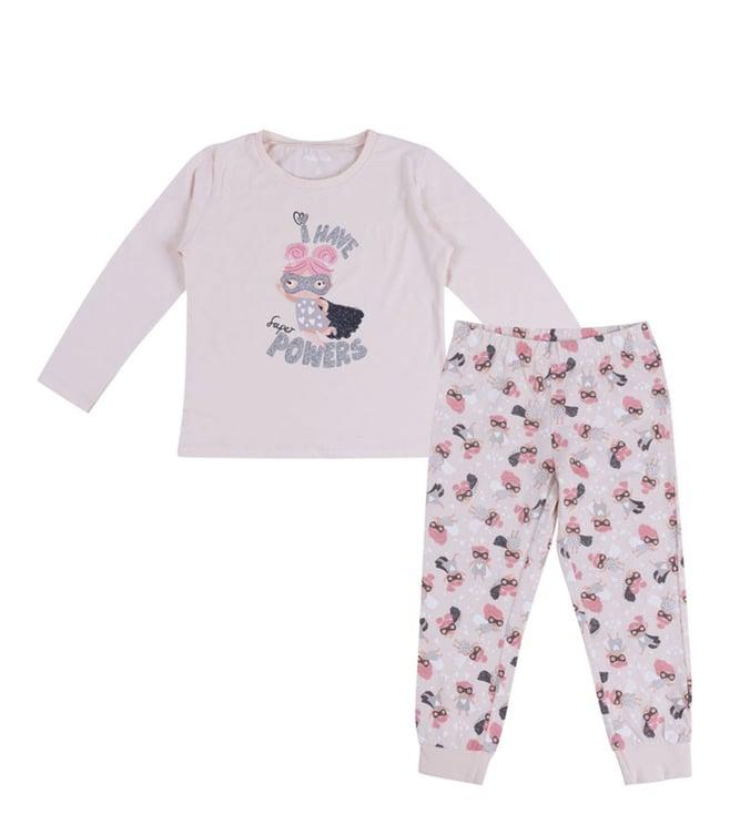 mayoral kids pink printed regular fit top & joggers set