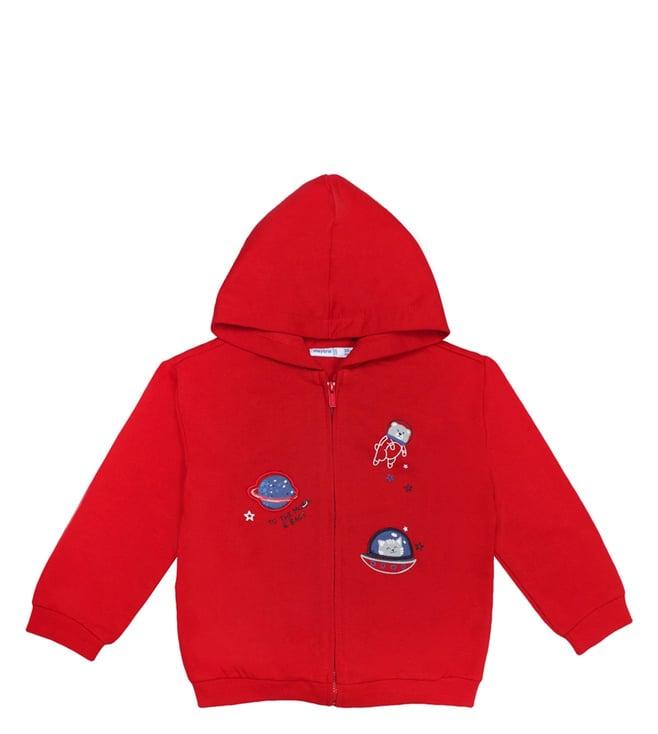 mayoral kids red space print regular fit hoodie