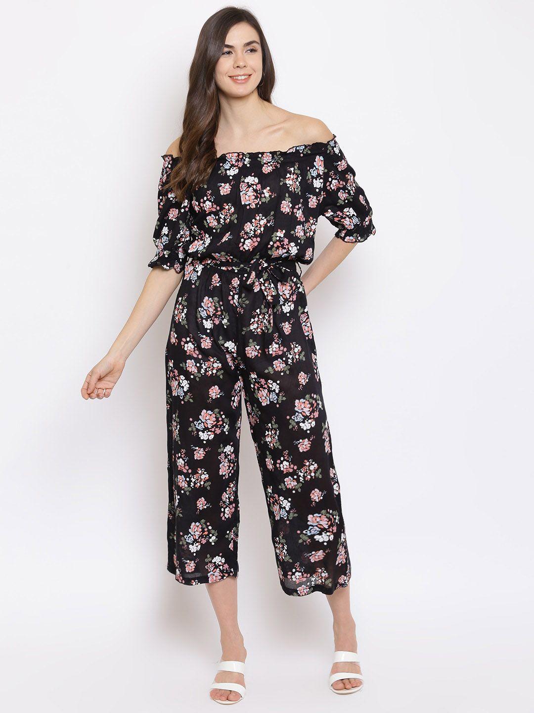 mayra floral printed off-shoulder basic jumpsuit