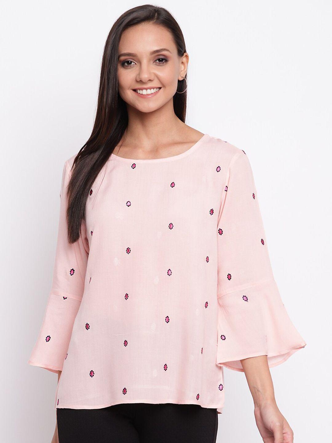 mayra pink floral embroidered pure cotton top