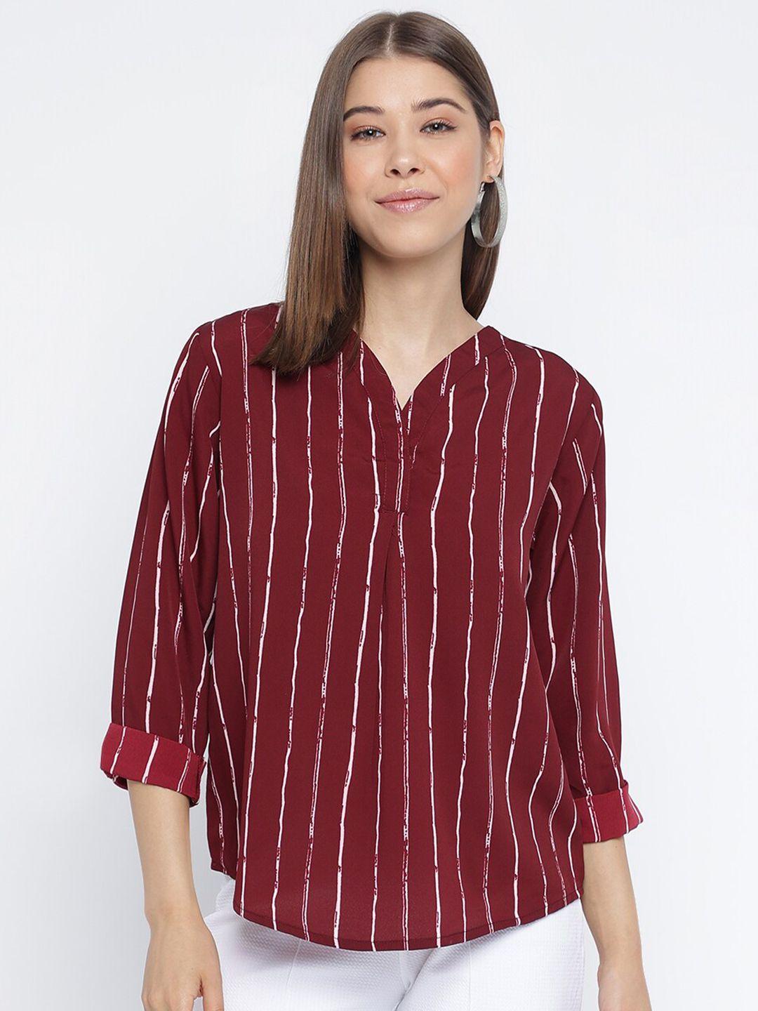mayra striped v-neck roll -up sleeves top