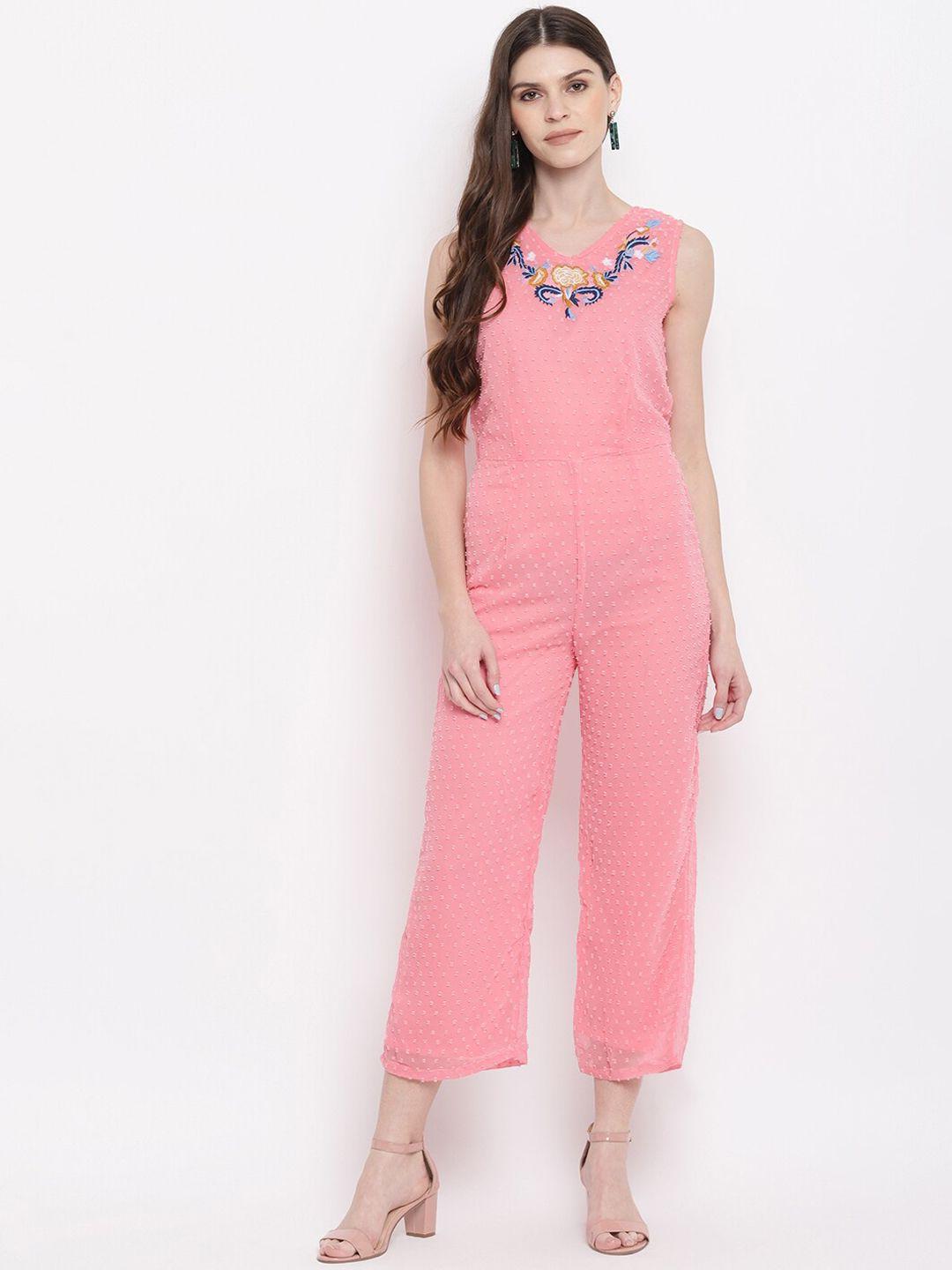 mayra women pink solid jumpsuit
