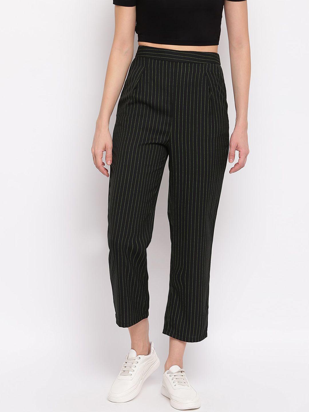 mayra women striped flat front regular fit trousers