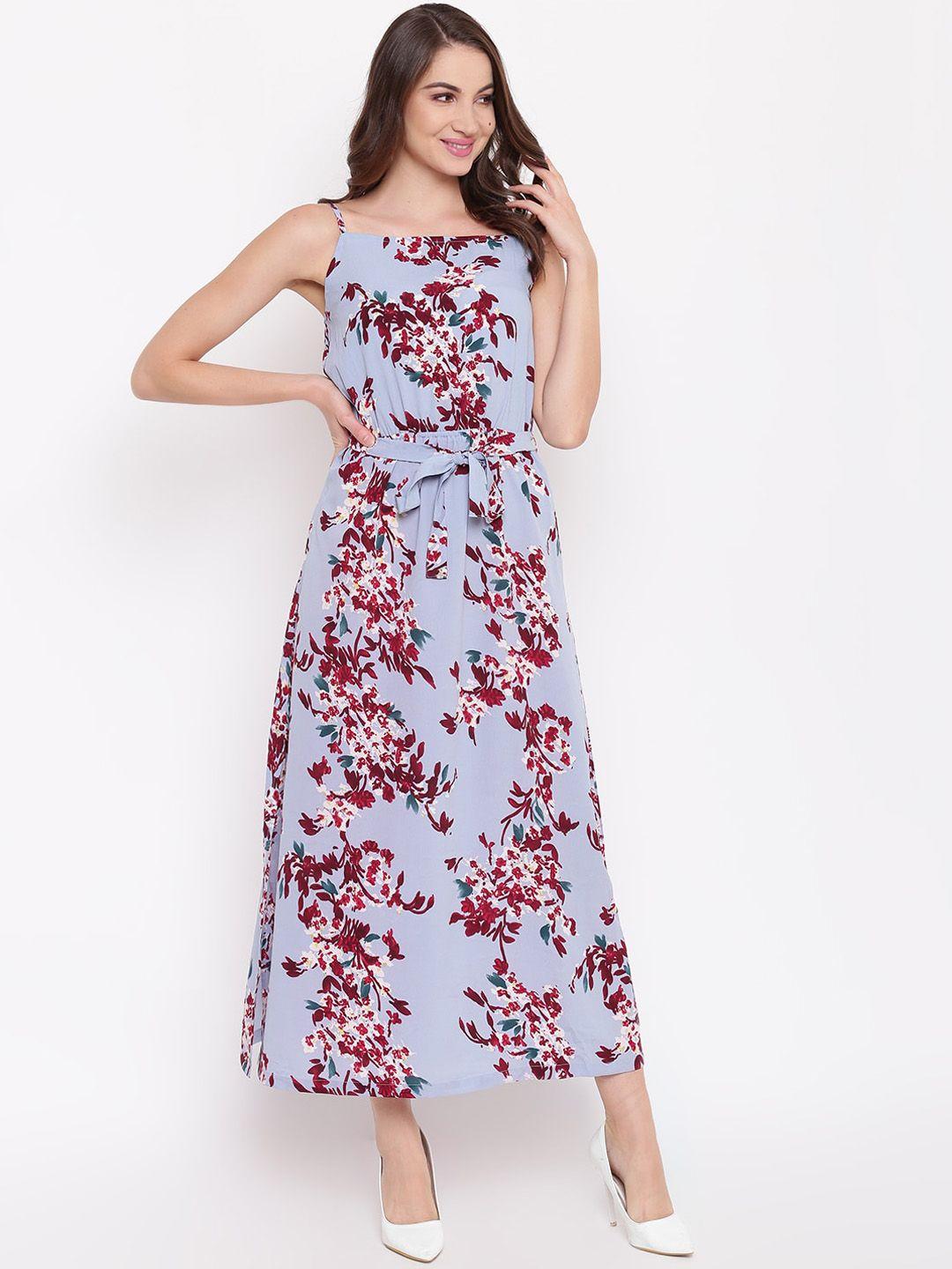 mayra blue & maroon floral maxi dress
