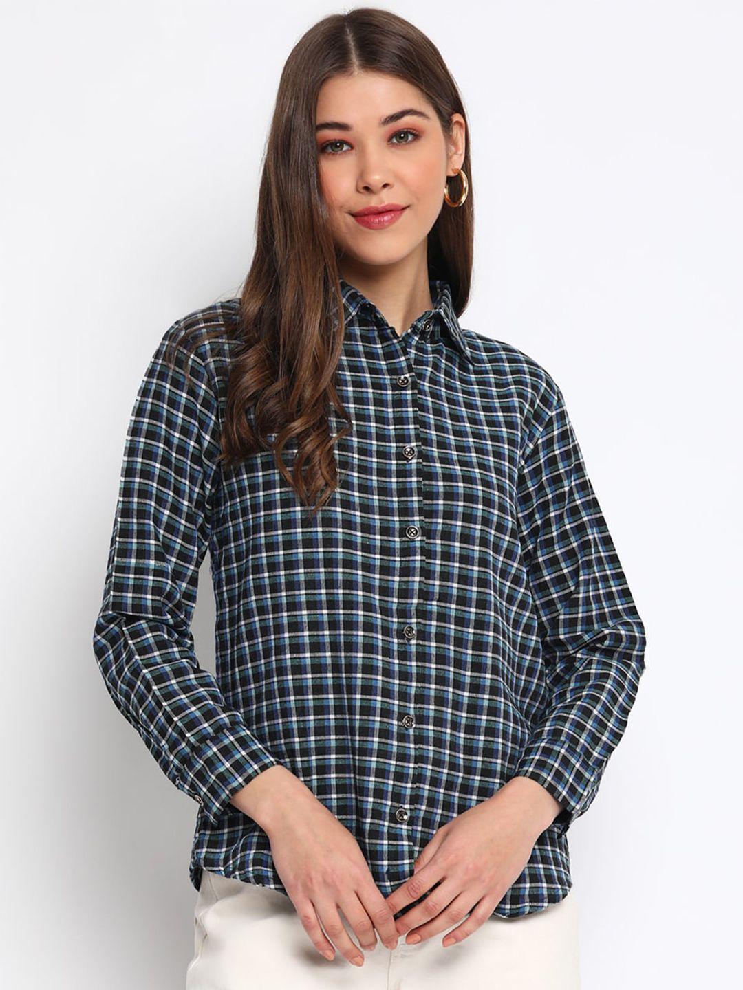 mayra checked cotton slim fit casual shirt