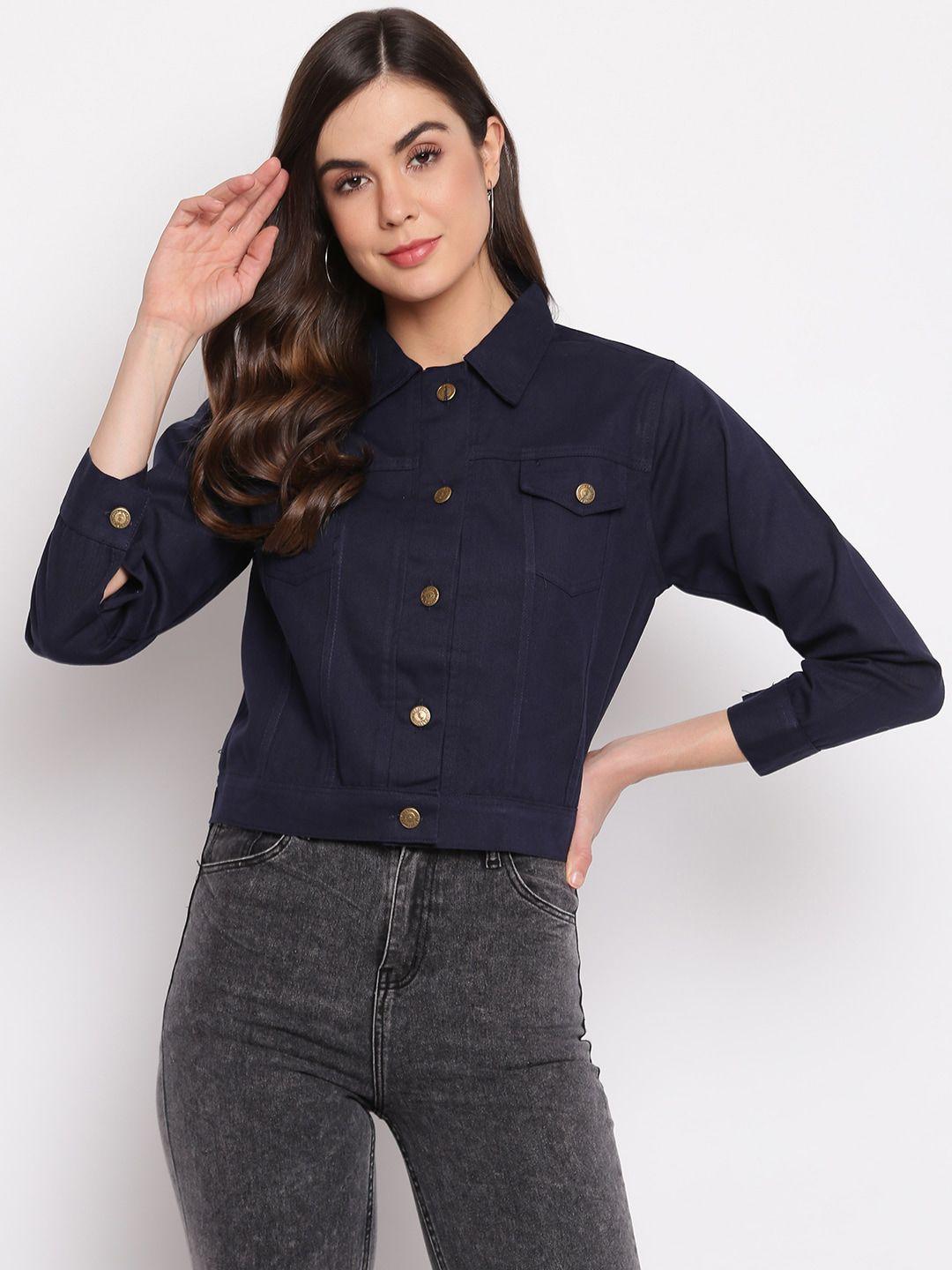 mayra cotton spread collar denim jacket