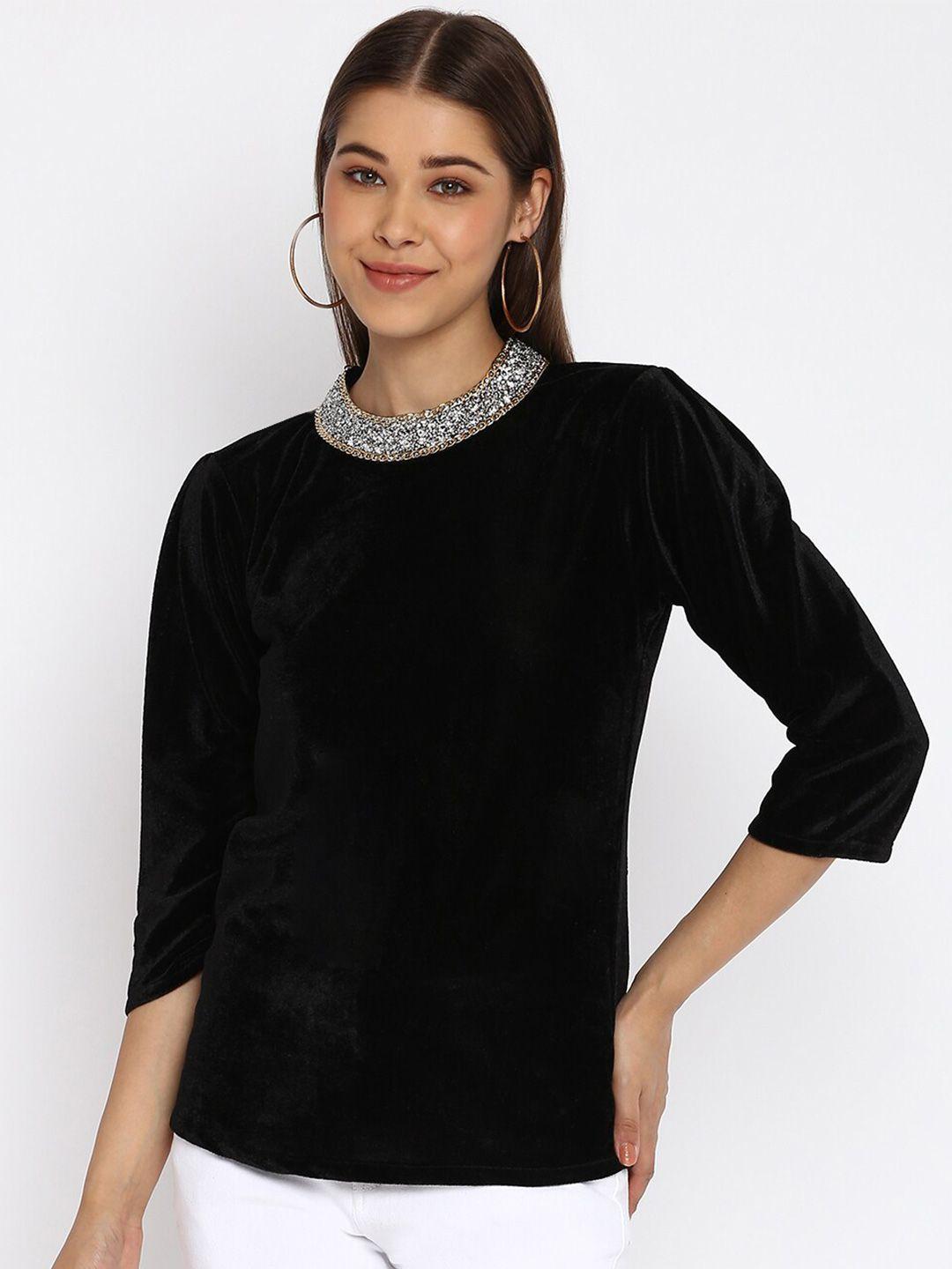 mayra embellished velvet top