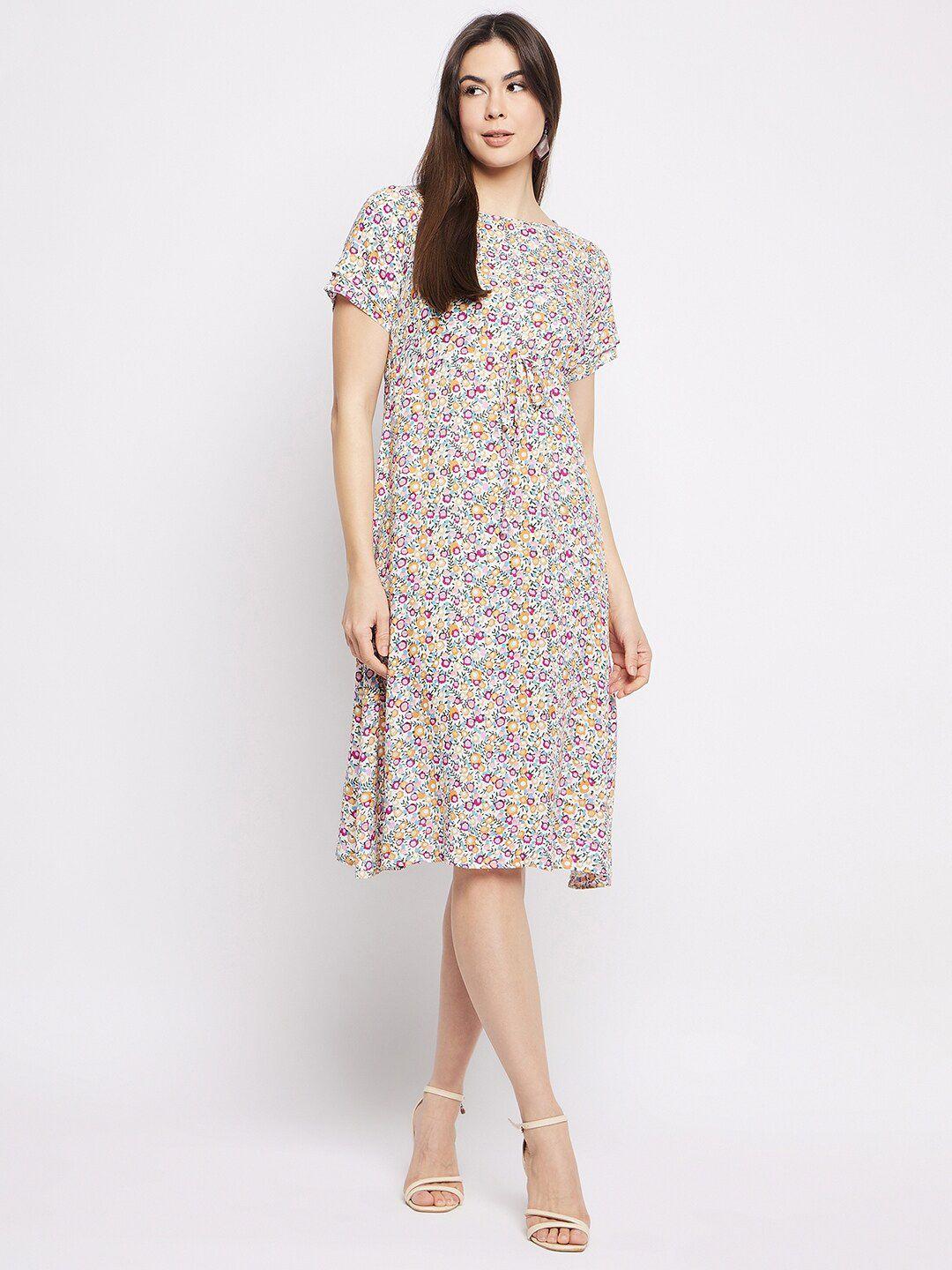 mayra floral print a-line dress