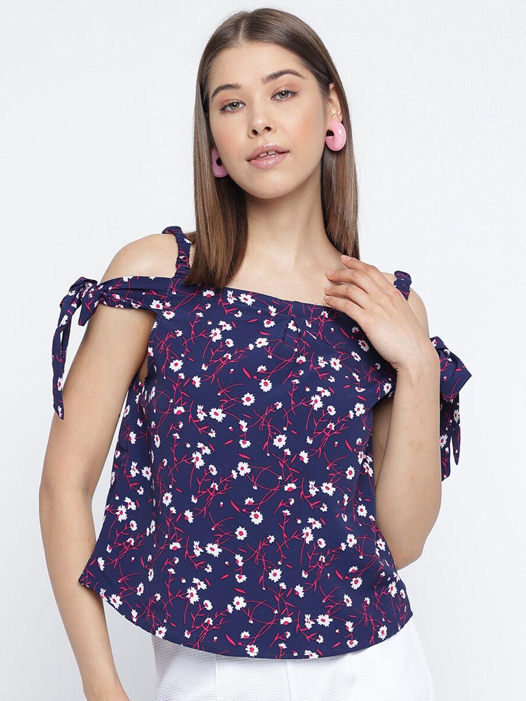 mayra floral print cold-shoulder top