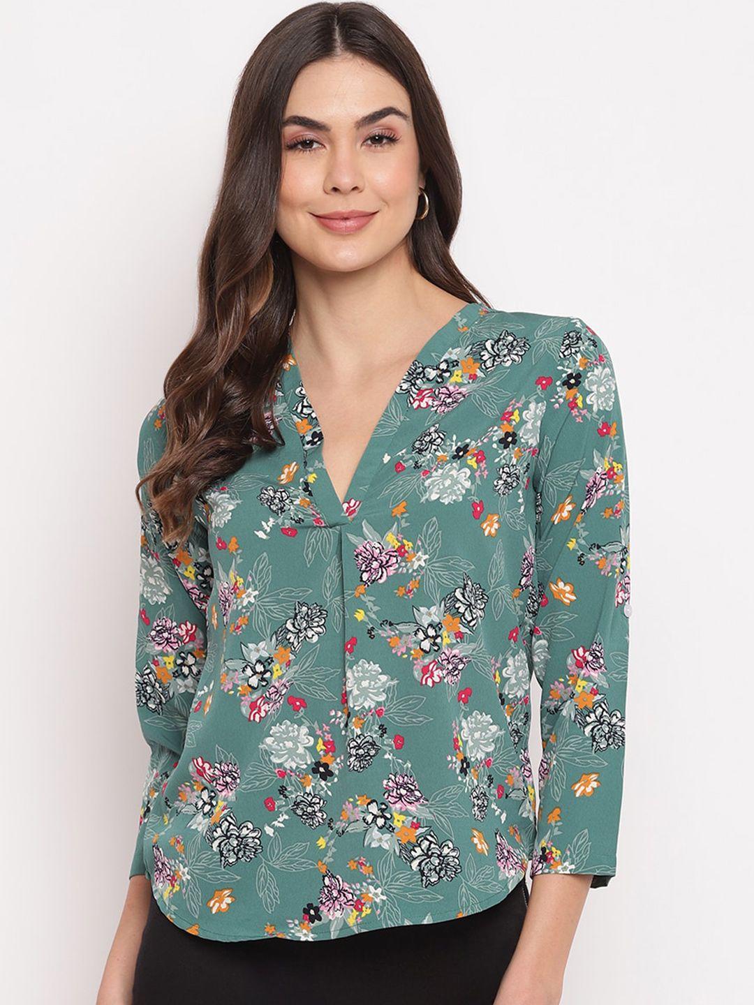 mayra floral print crepe shirt style top
