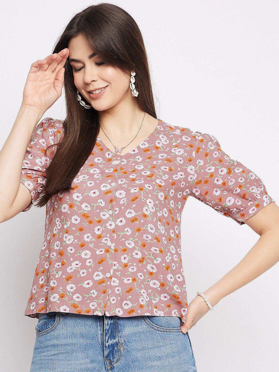 mayra floral print v-neck casual top