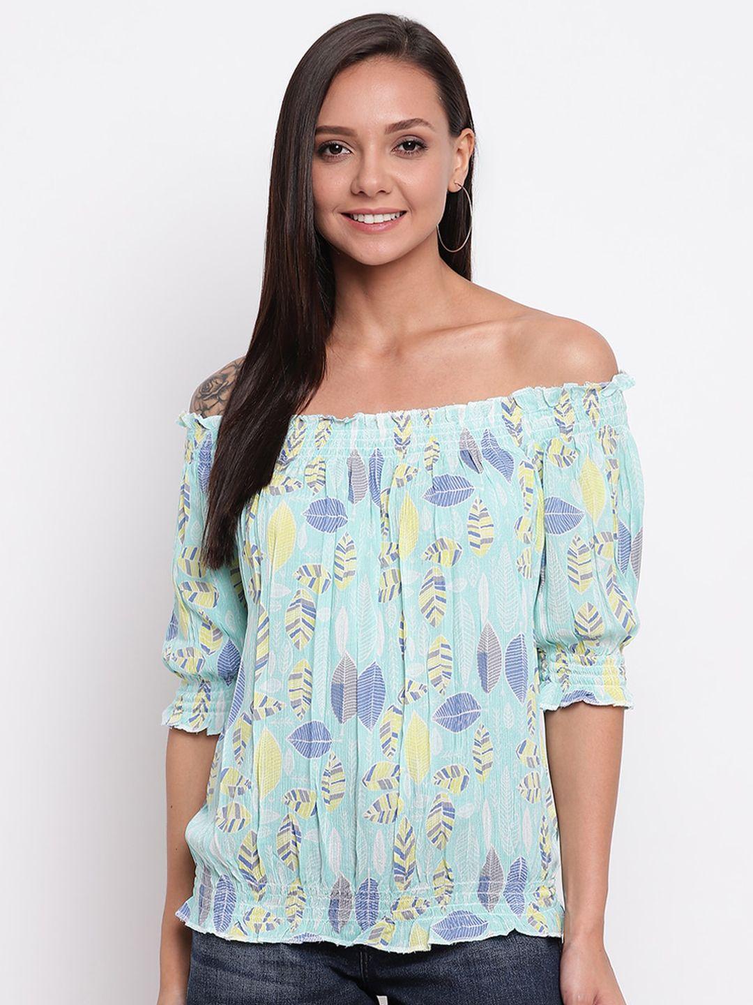 mayra floral printed off-shoulder bardot top