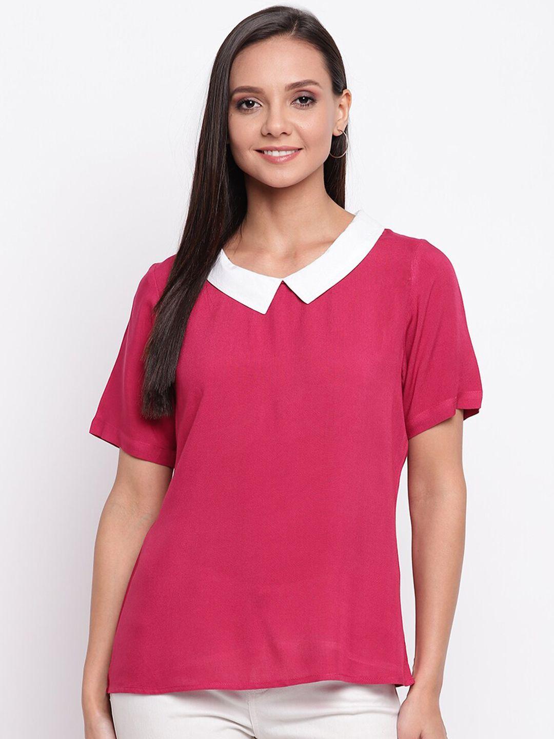 mayra fuchsia & white peter pan collar top