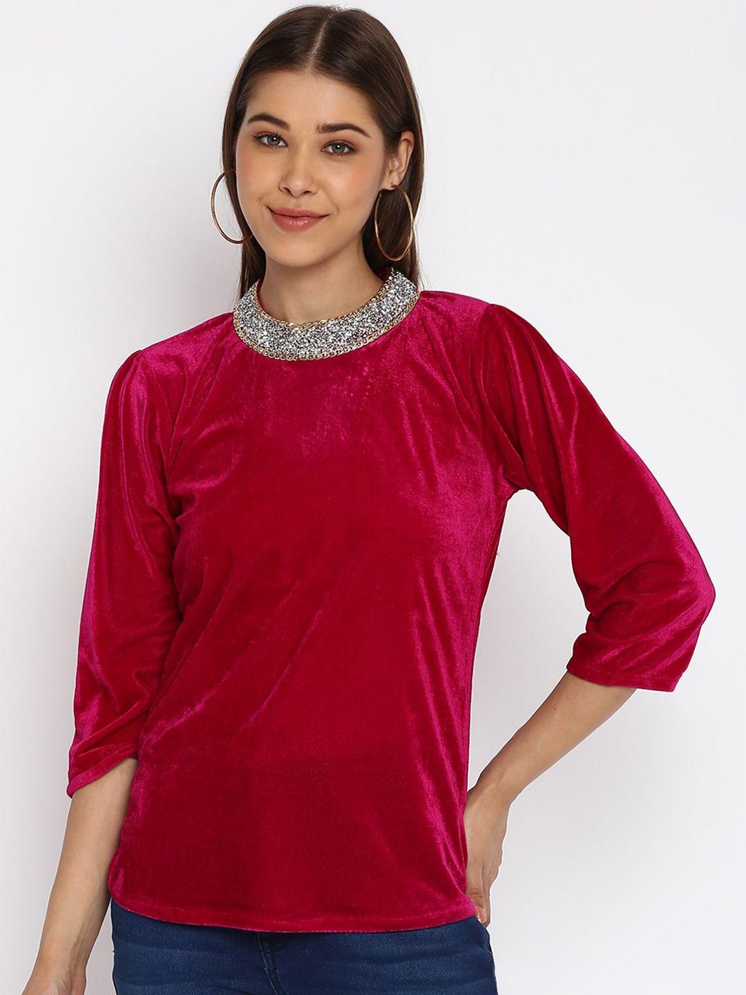 mayra fuchsia velvet top