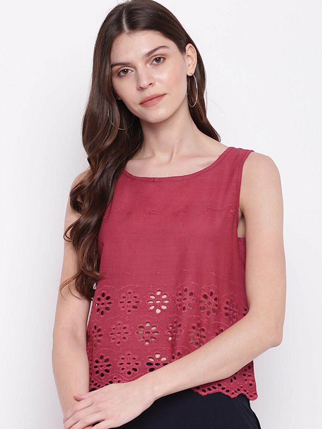 mayra magenta pure cotton a-line top