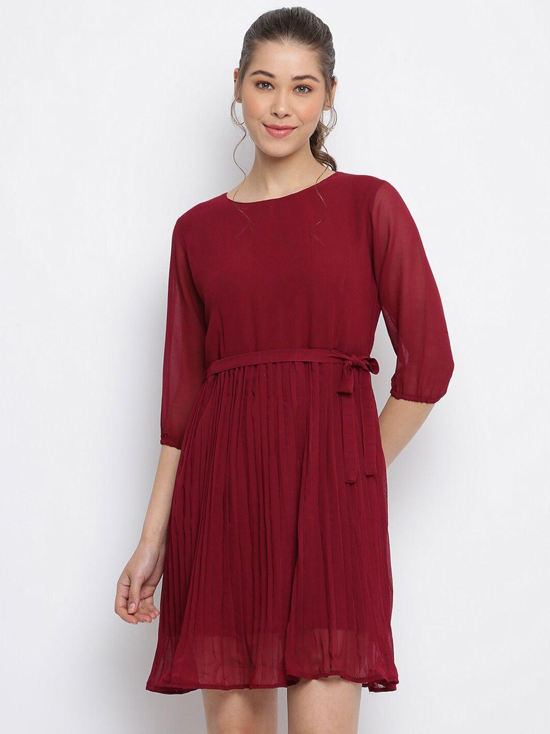 mayra maroon georgette dress