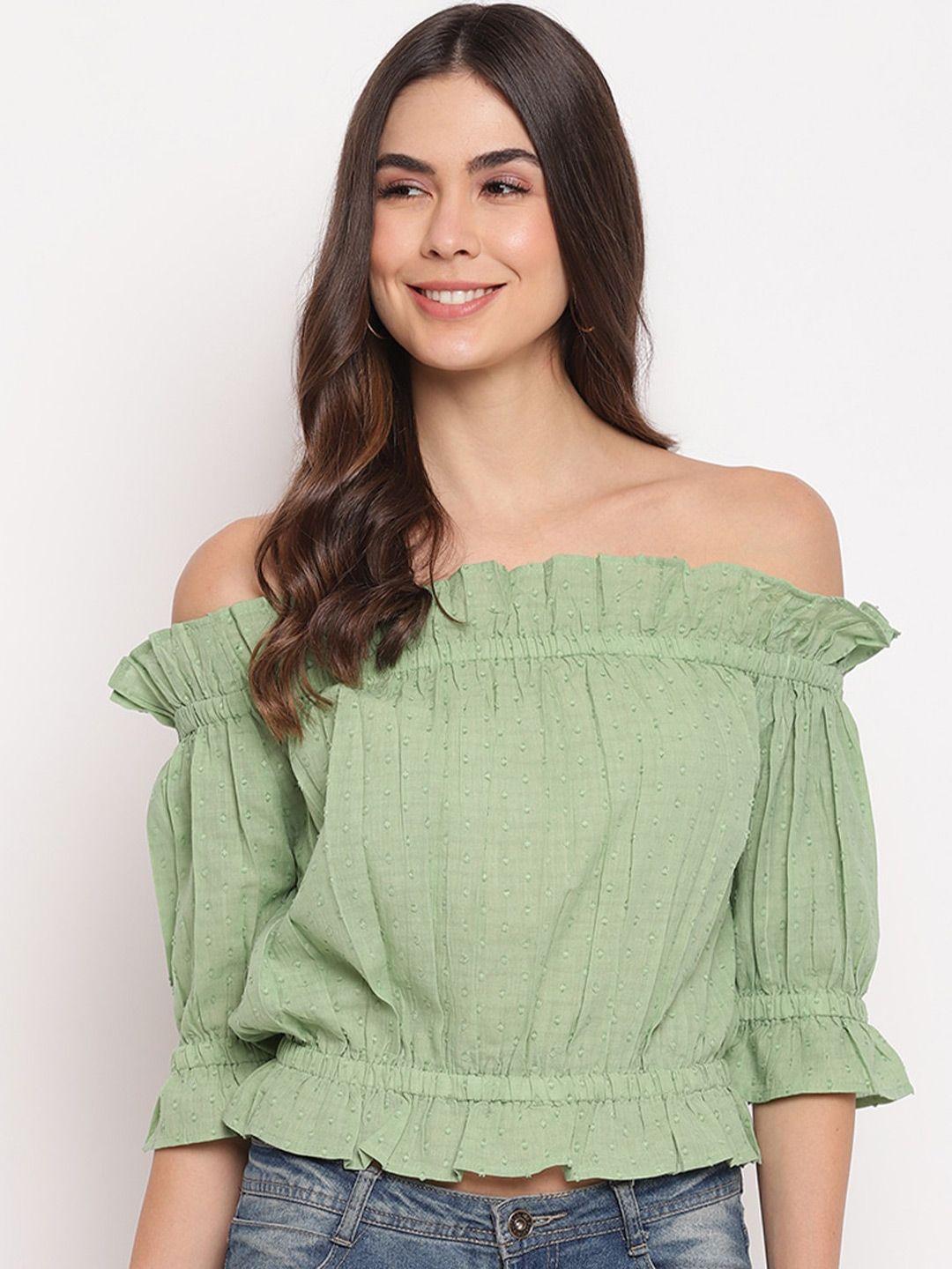 mayra off-shoulder pure cotton bardot crop top