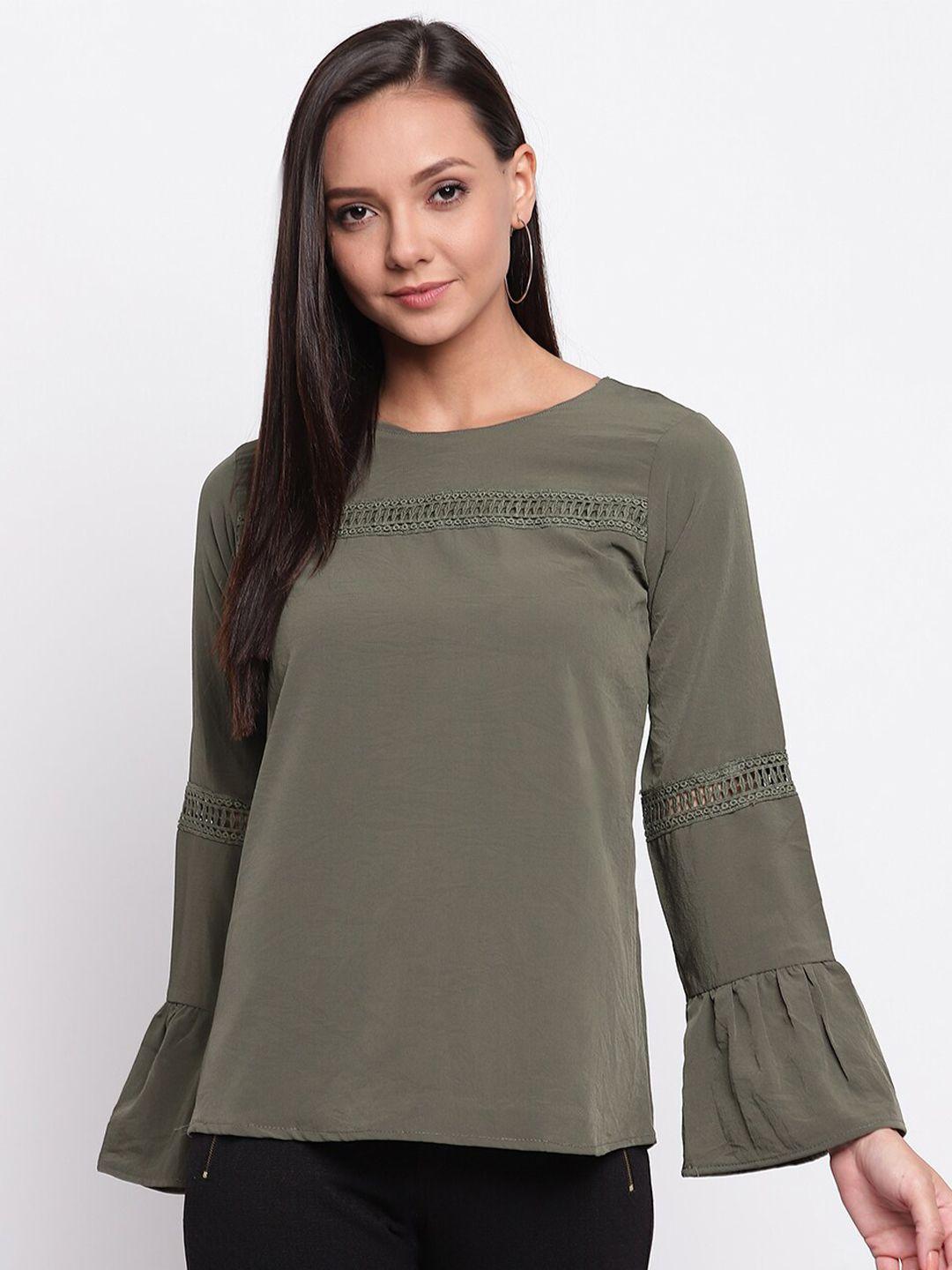 mayra olive green solid top