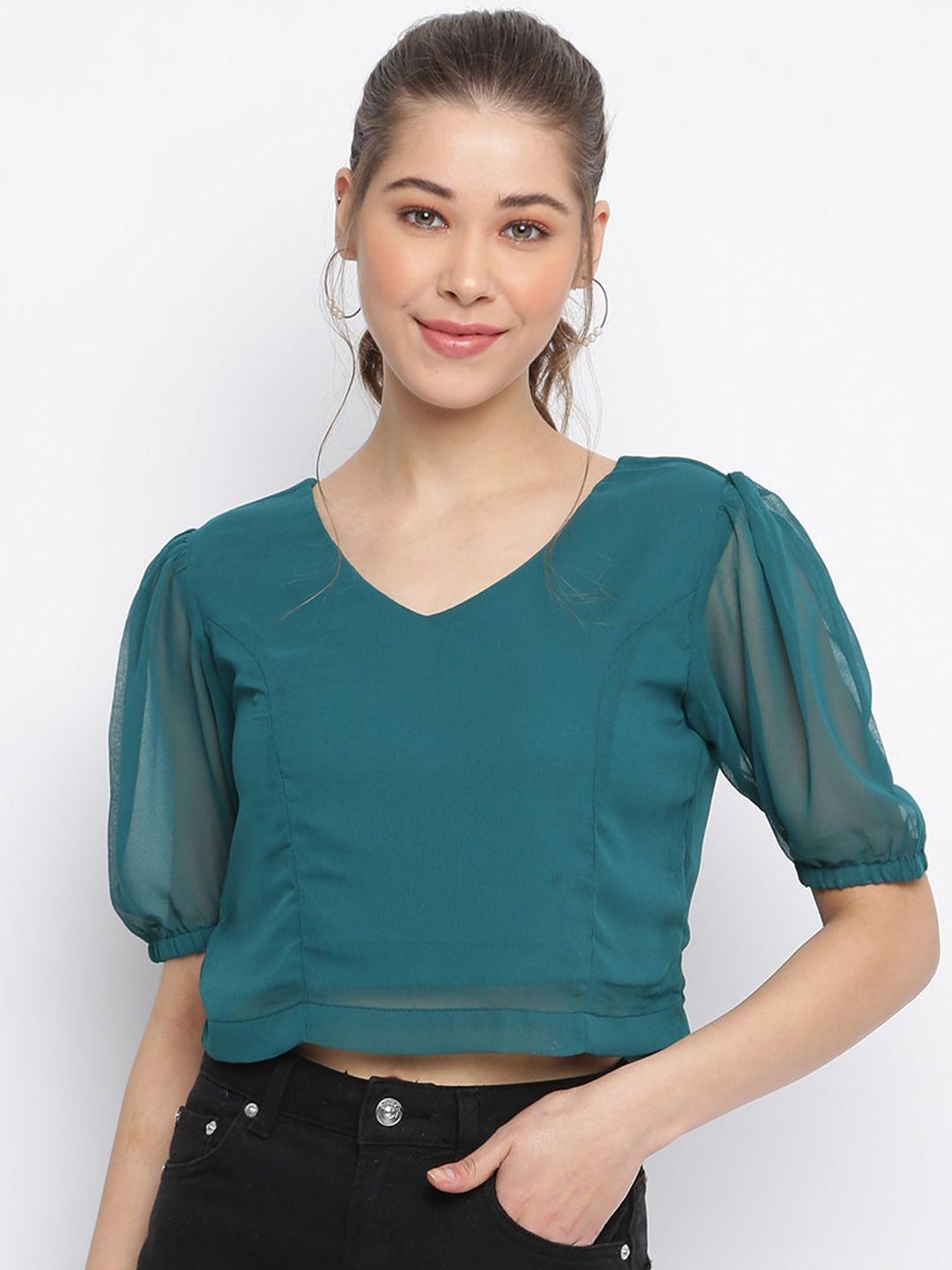 mayra puff sleeves georgette crop top