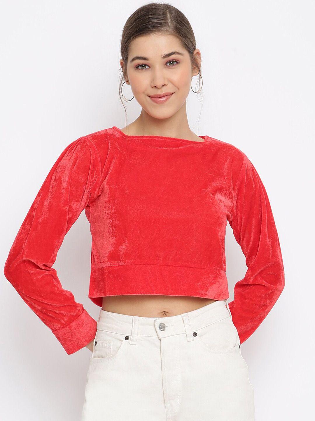 mayra red velvet crop top