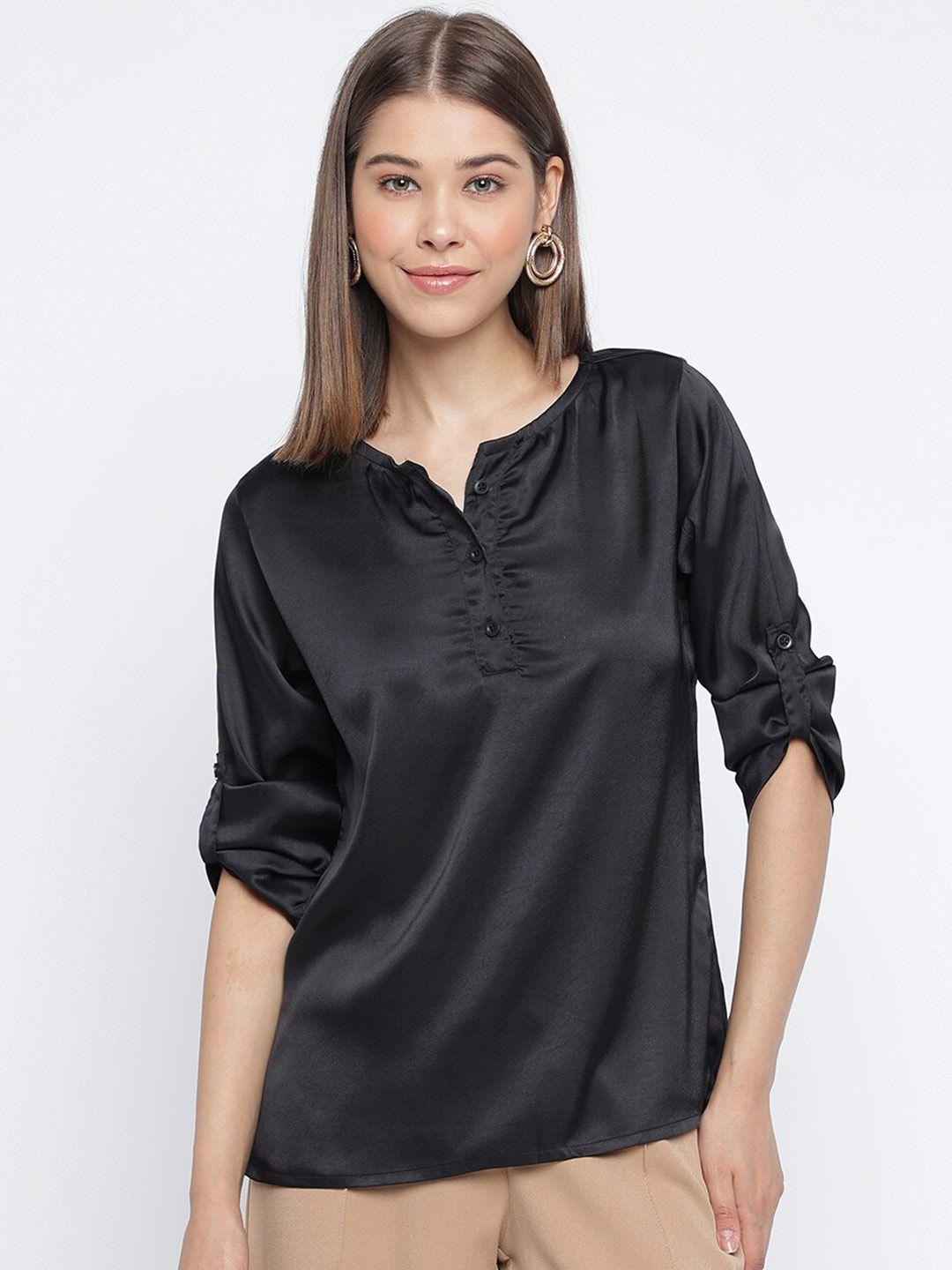 mayra roll up sleeves ruched detail regular top