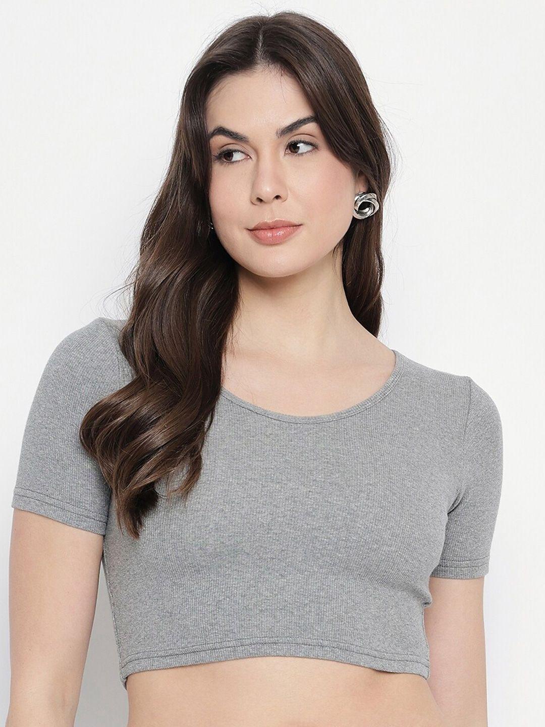 mayra round neck fitted crop top