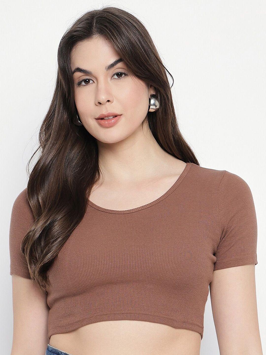 mayra round neck fitted crop top