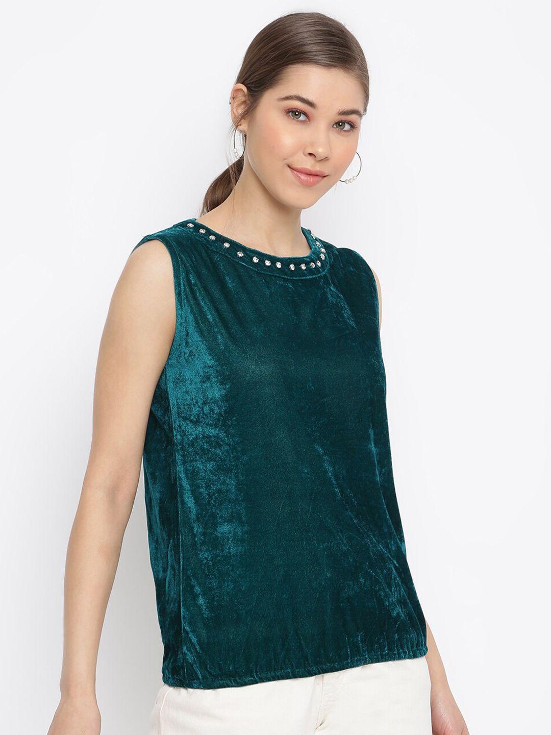 mayra round neck sleeveless velvet top