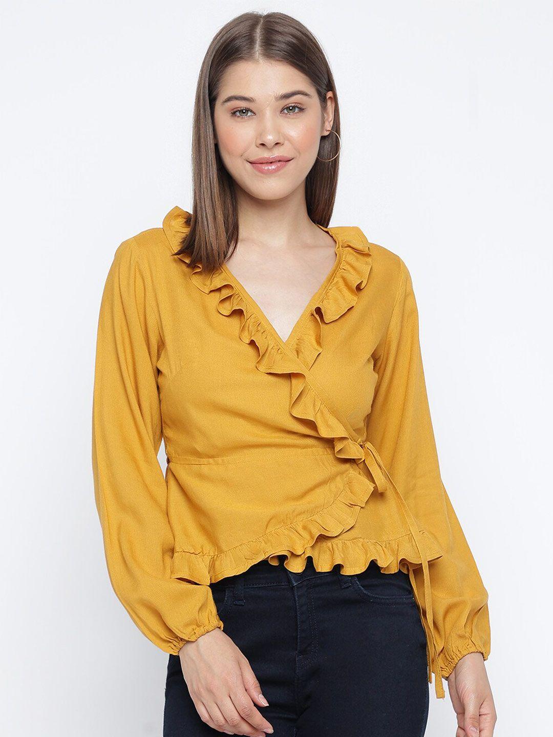 mayra ruffled wrap top