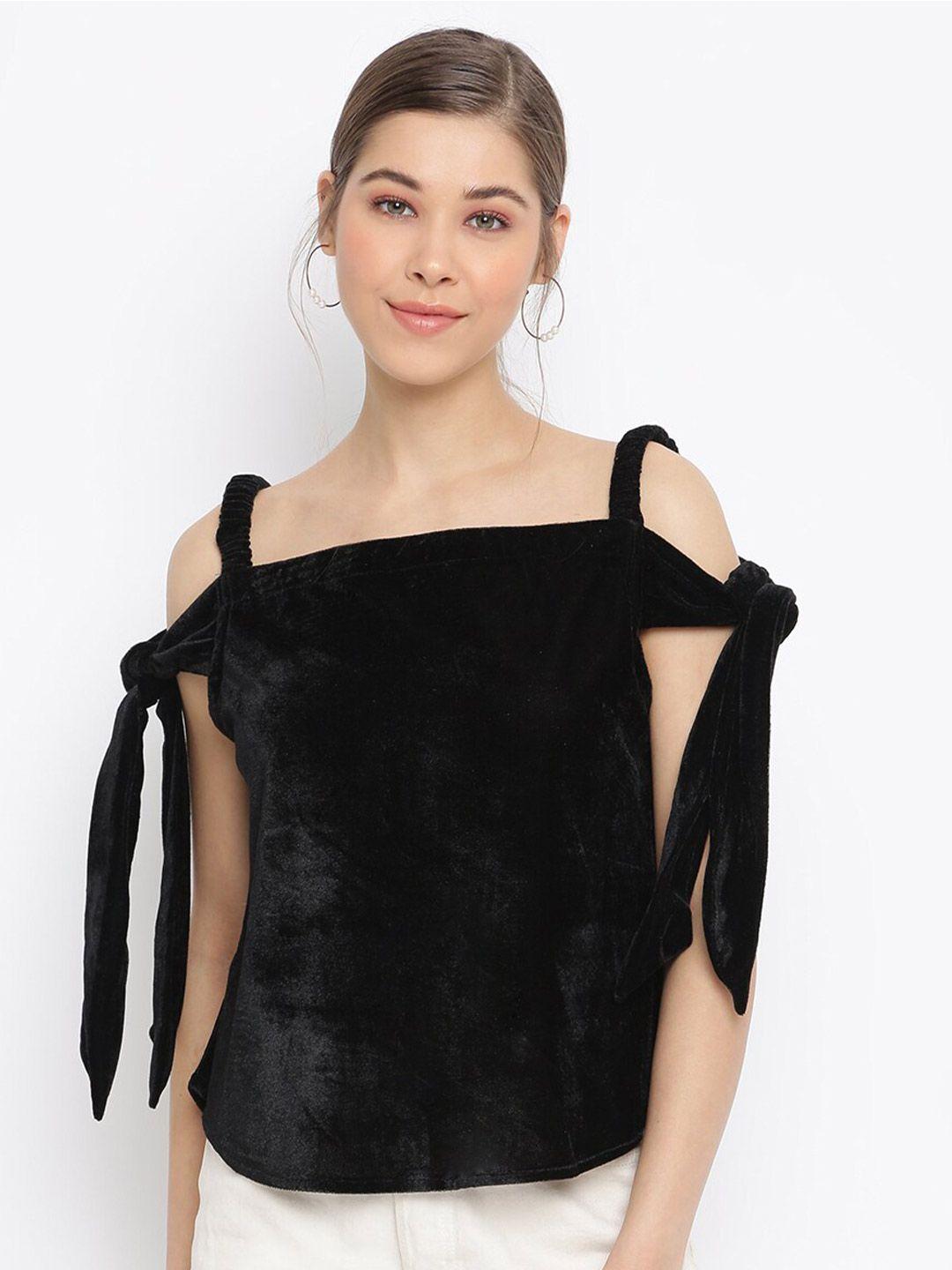 mayra shoulder strap velvet bardot top