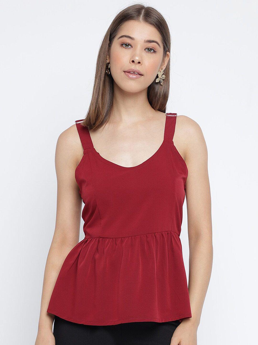 mayra shoulder strapped crepe peplum top