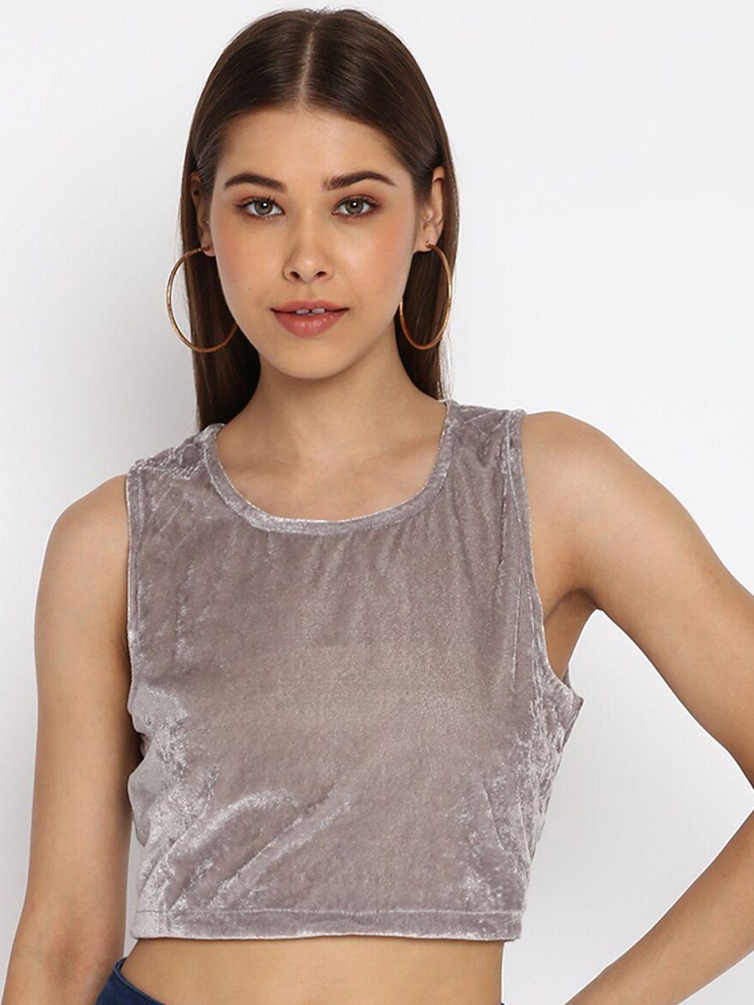 mayra sleeveless velvet crop top