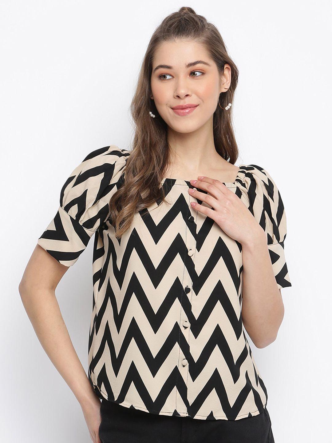 mayra square neck chevron printed top