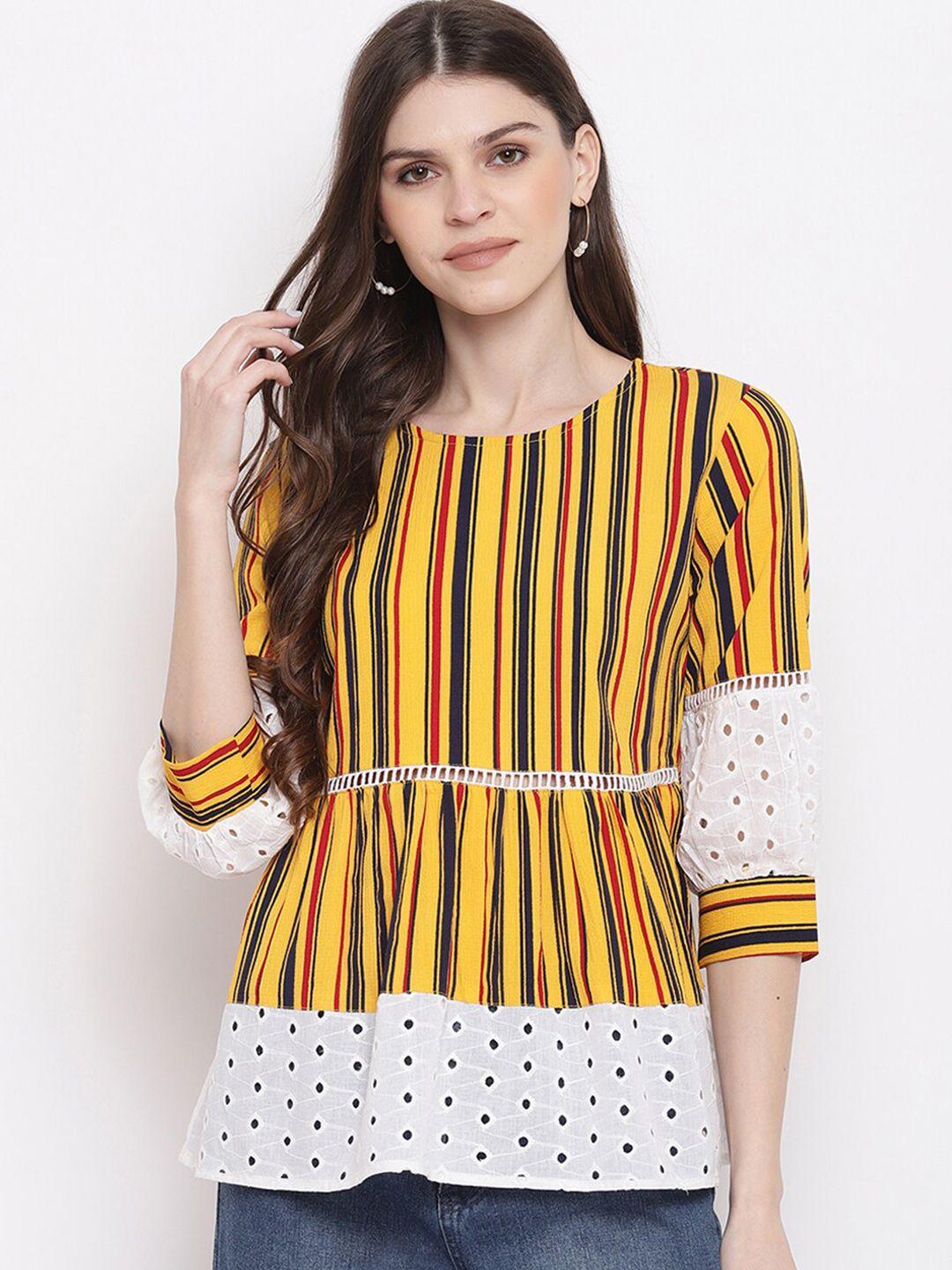 mayra striped round neck peplum top