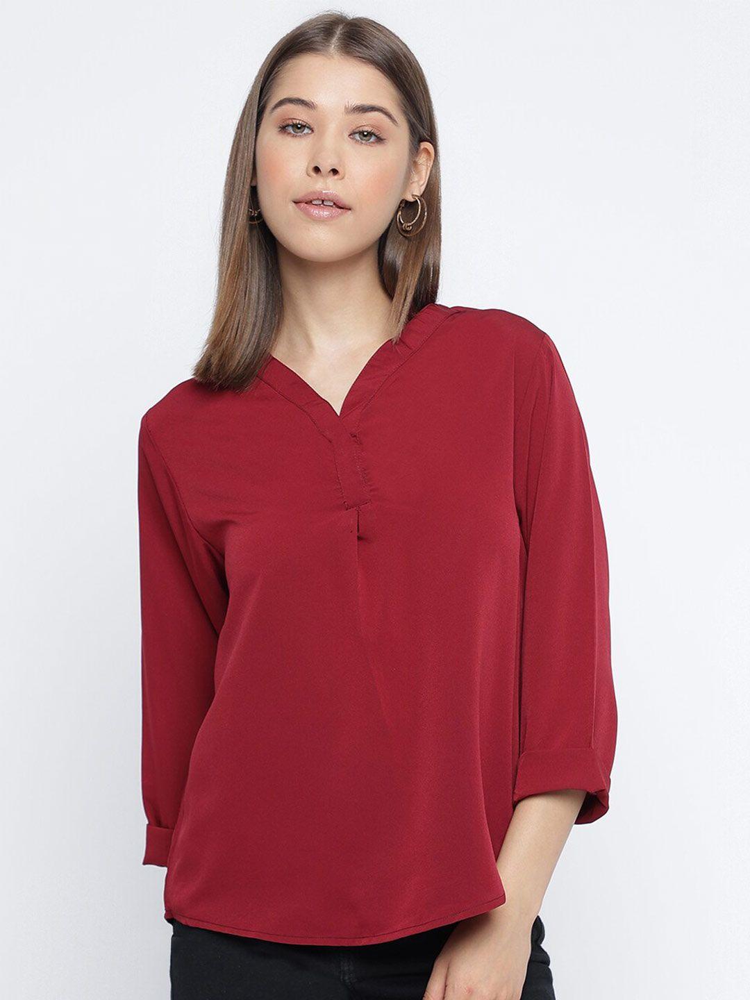 mayra v-neck roll-up sleeves regular top