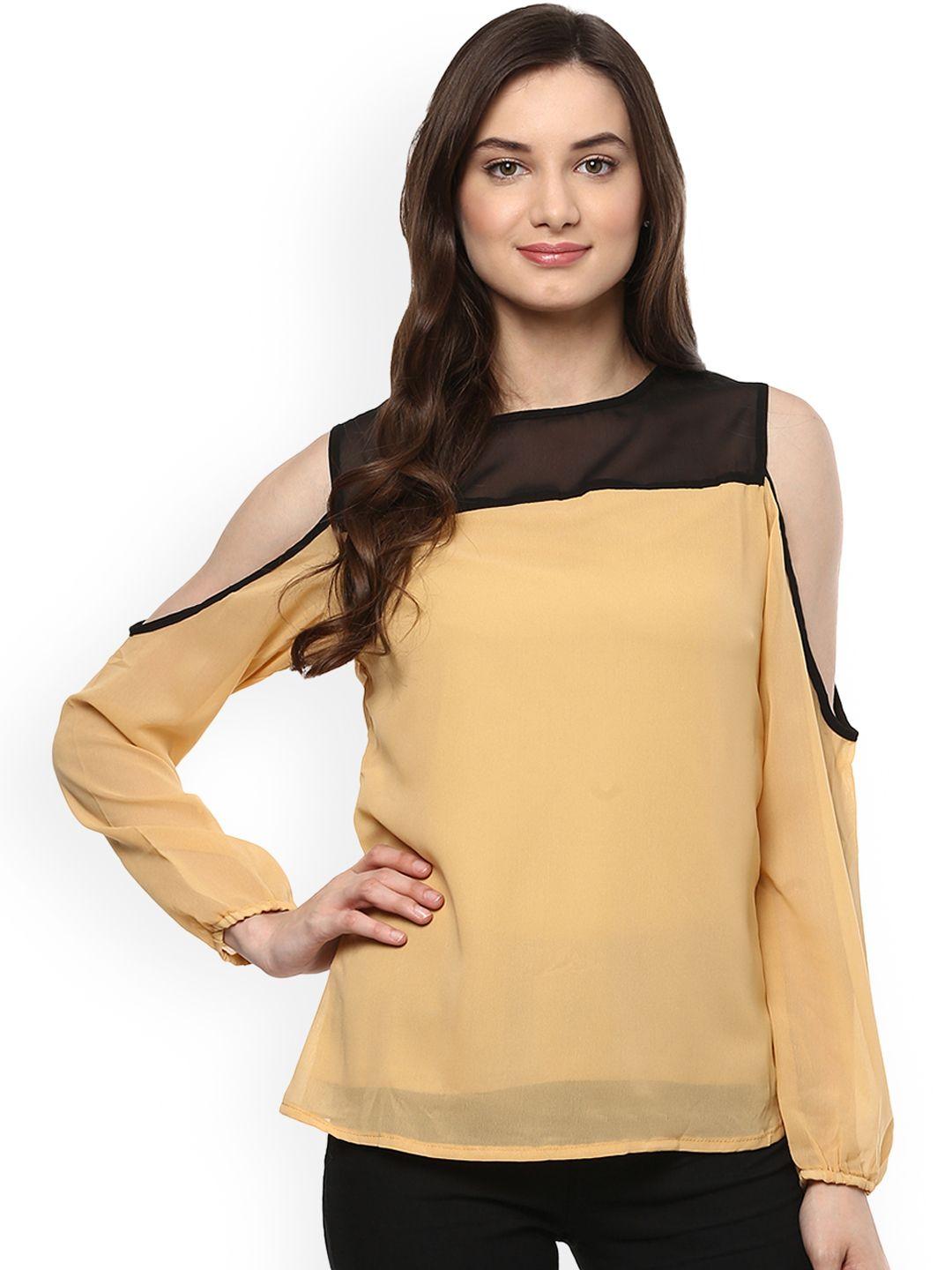 mayra women beige colourblocked top