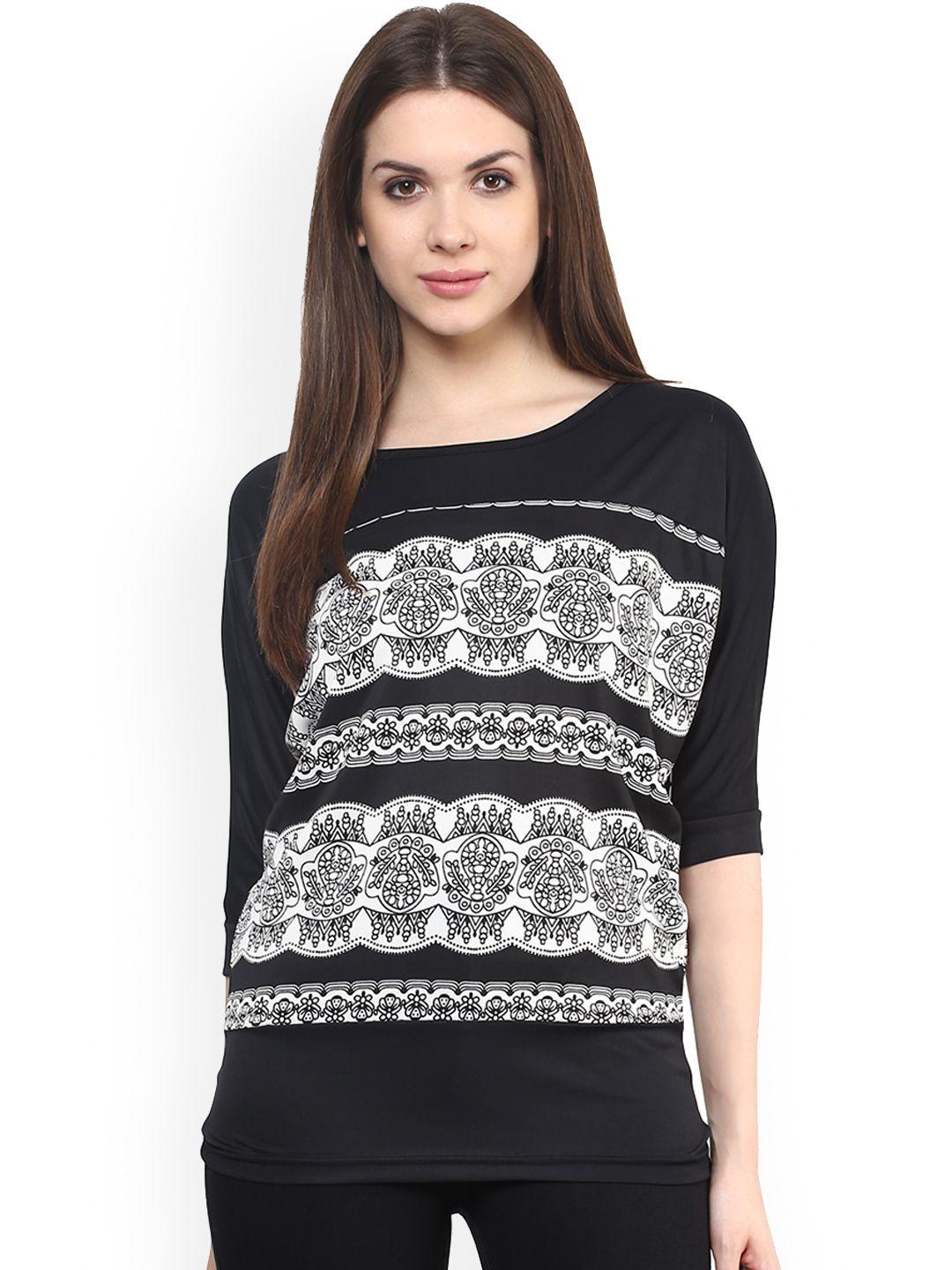 mayra women black printed top