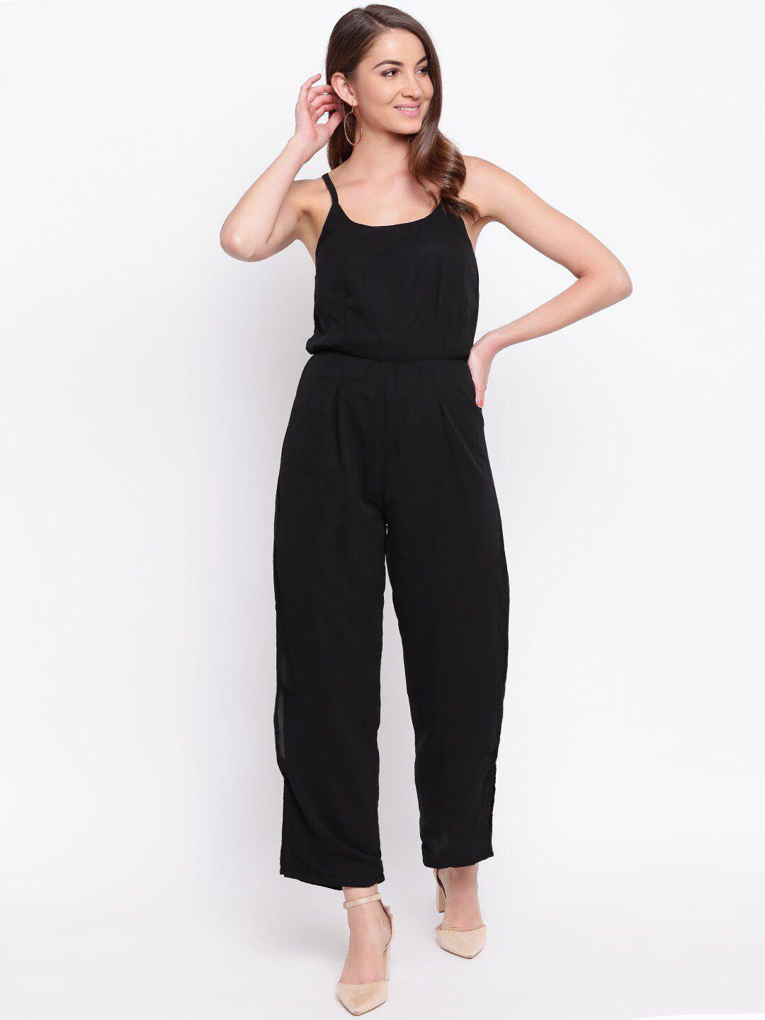 mayra women black solid basic jumpsuit