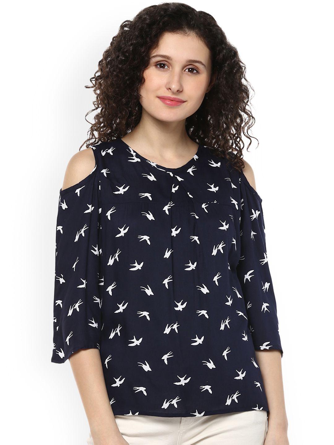 mayra women blue printed top