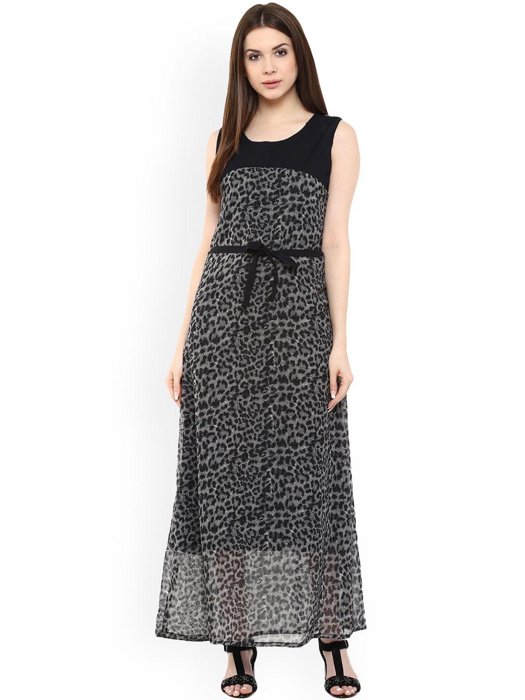 mayra women grey printed maxi dress